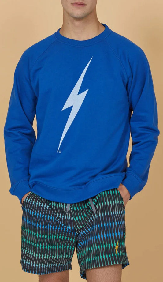 lightning bolt crew neck jumper- darck blue