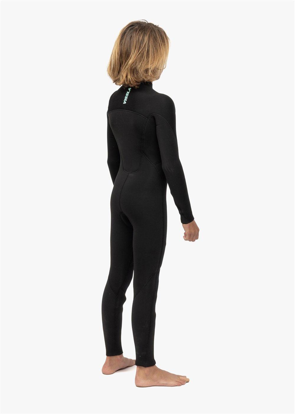 VIssla 7 Seas Boys 4-3 Full Chest Zip Wetsuit- black