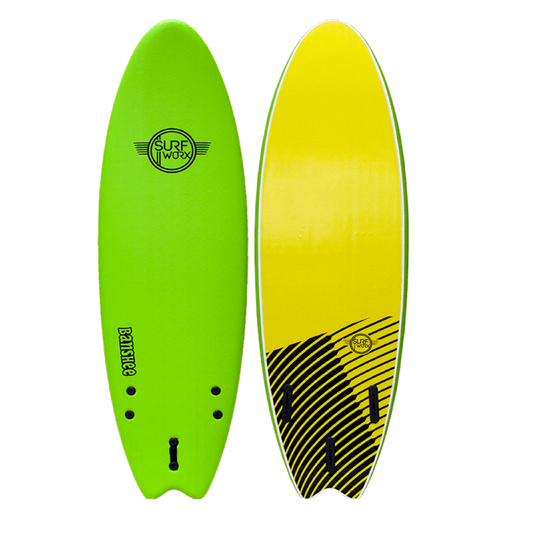 Surfworx Foamie - Banshee Swallow Tail / Hybrid Soft board - Apple Green - 6'6"