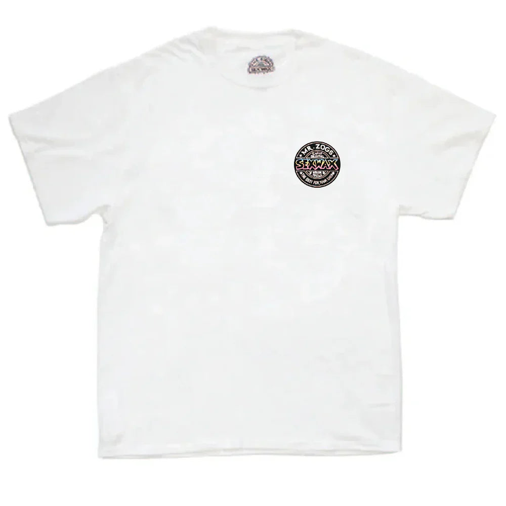Sex wax Blue Yellow Pink Word Fade Tee White