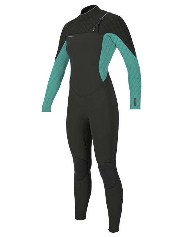 O'Neill Womens Hyperfreak Chest Zip 4/3+mm wetsuit - Raven/Opal