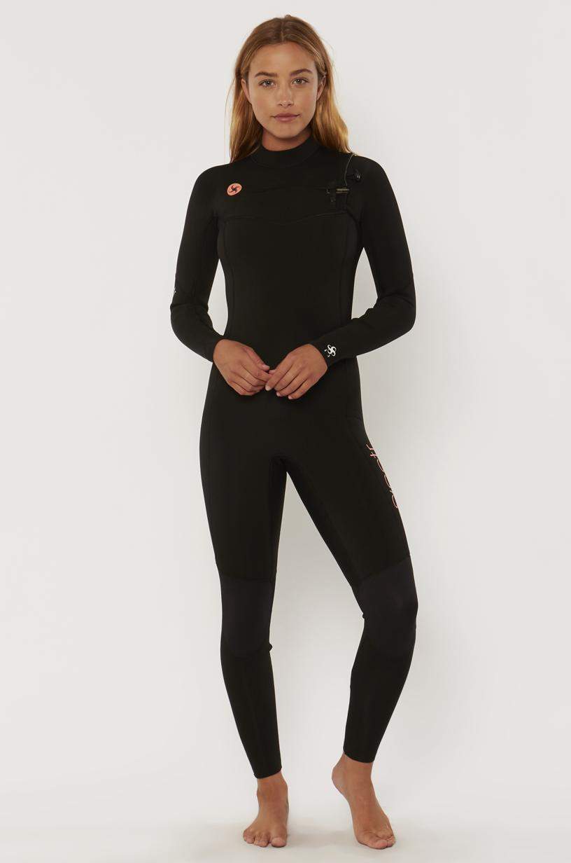 Sisstrevolution 7 seas 4/3 chest zip wetsuit - strong black