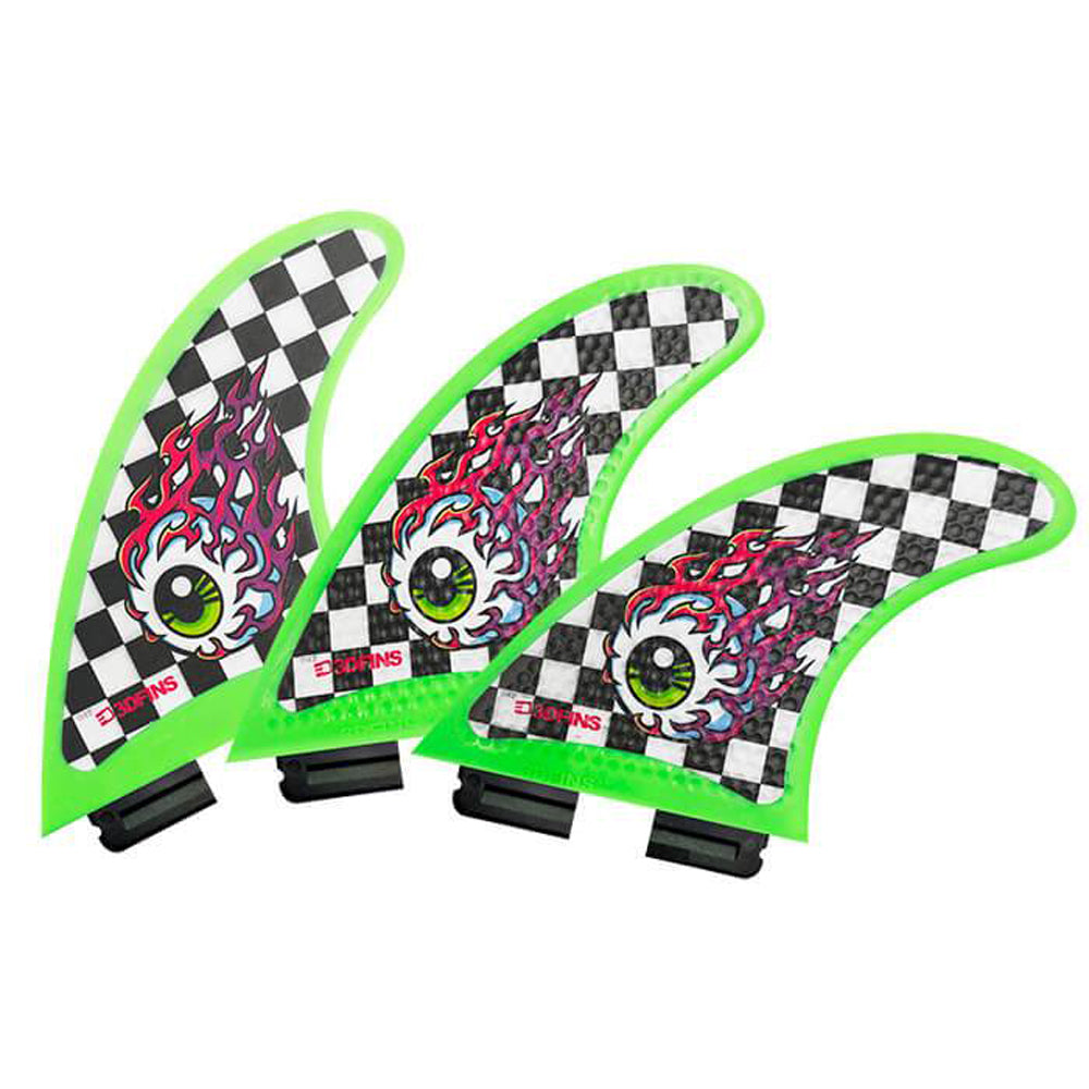 3D Fins - All Rounder Thruster - Soft - Eye Ball Checkers (FCS1 / FCS2 / Catch Surf / Futures)