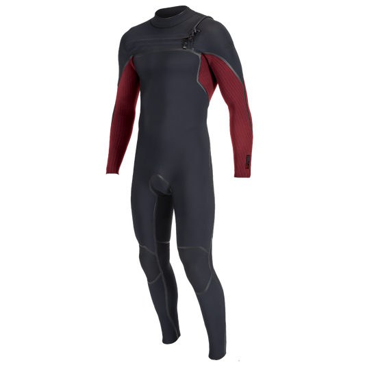 O'NEILL MENS HYPERFREAK FIRE 3/2 CHEST ZIP - BLACK / DARK RED