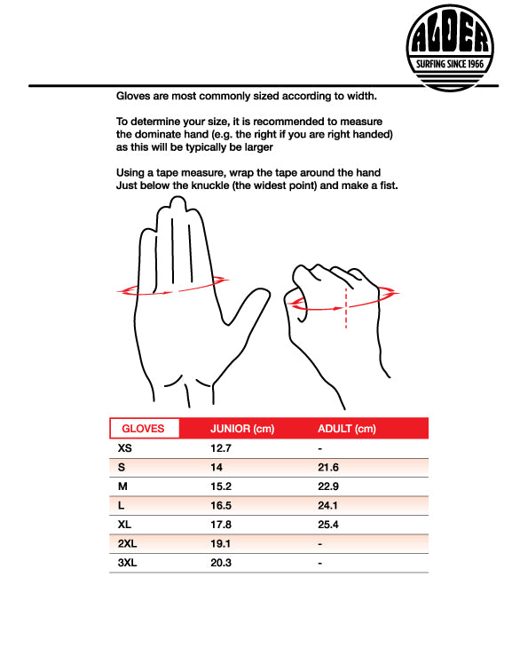 Alder EDGE 3mm Wetsuit Gloves - JUNIOR SIZES
