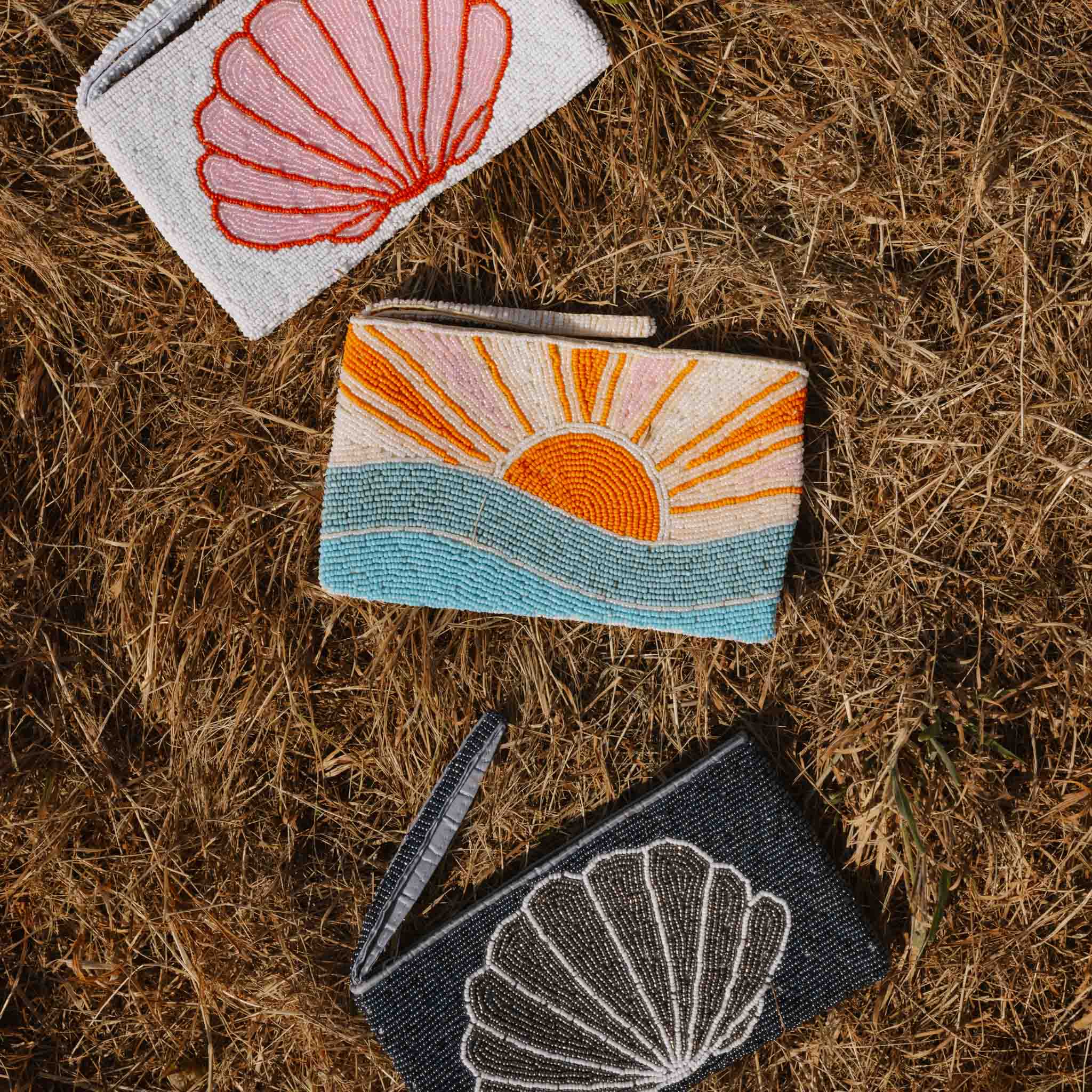 Large Sunrise Beaded Pouch