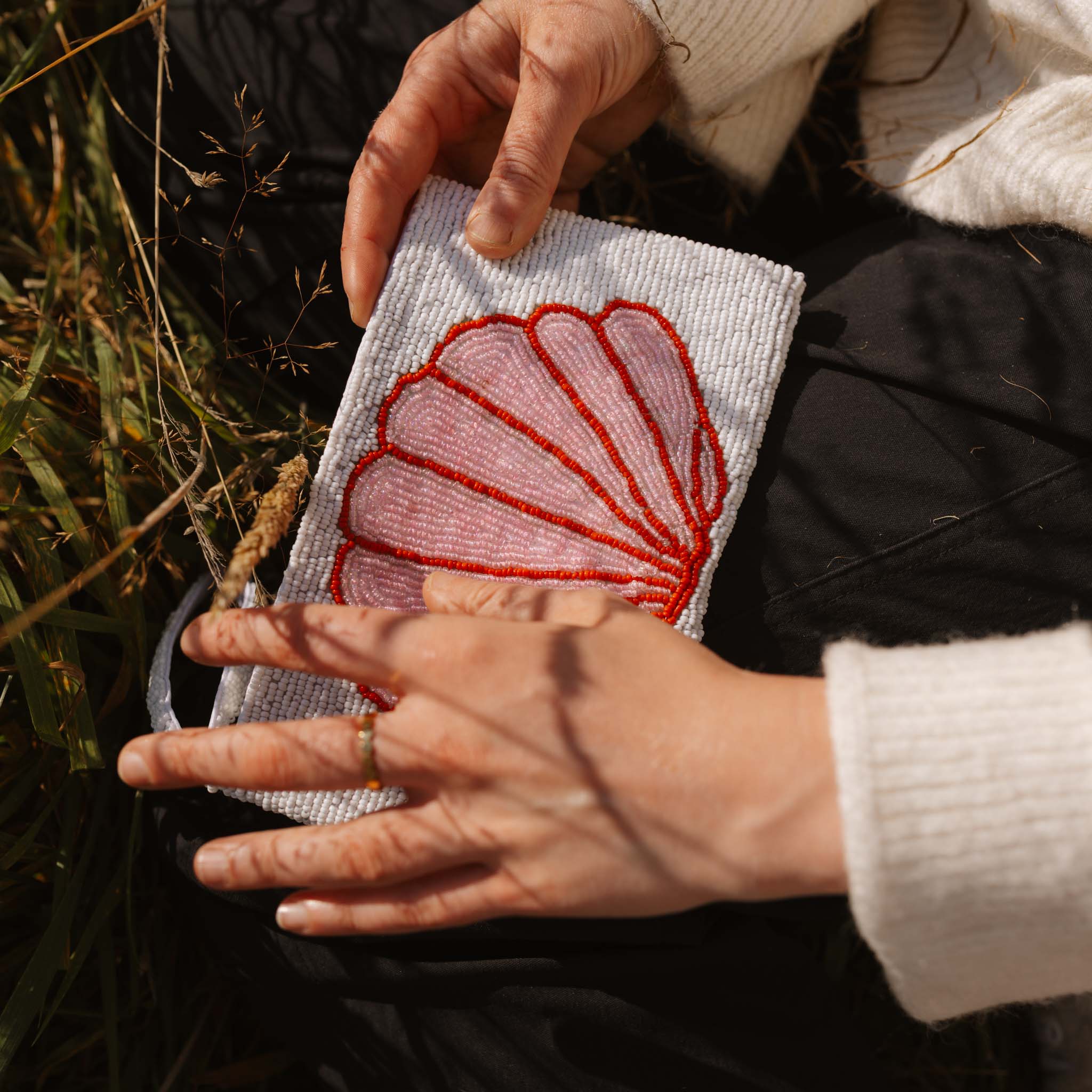 Large Shell Beaded Pouch
