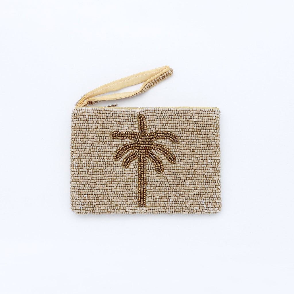 Palm Tree Beaded Pouch