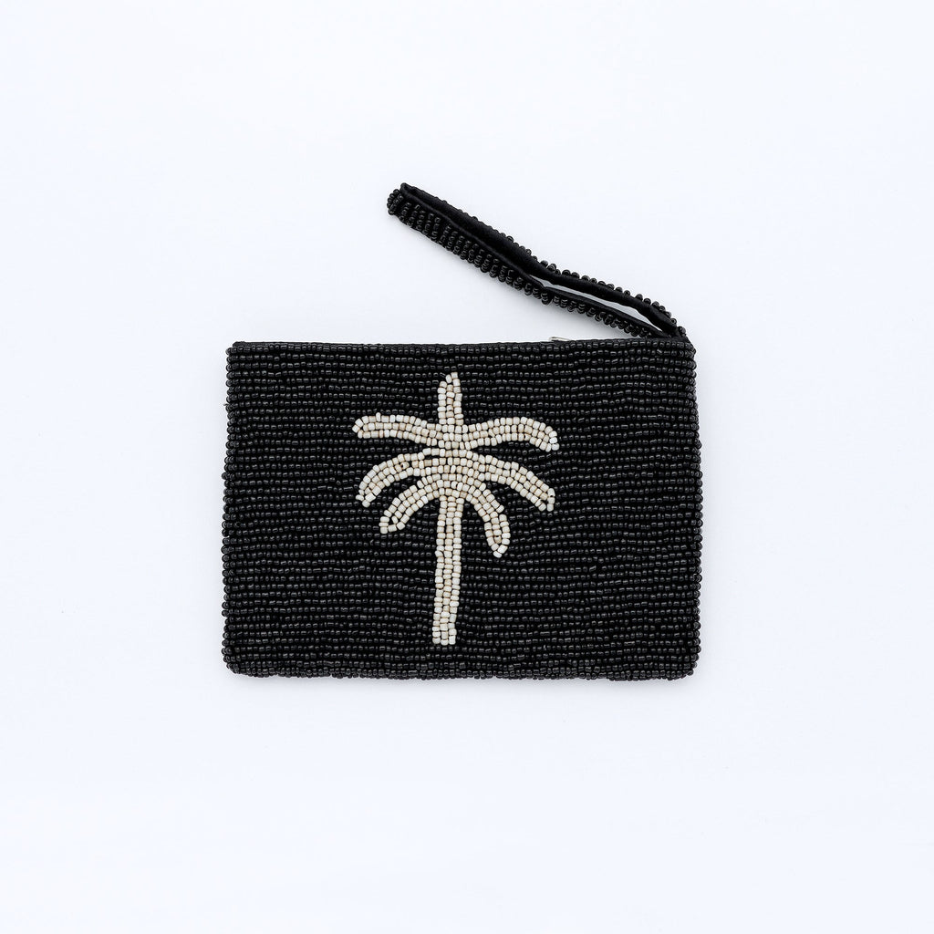 Palm Tree Beaded Pouch