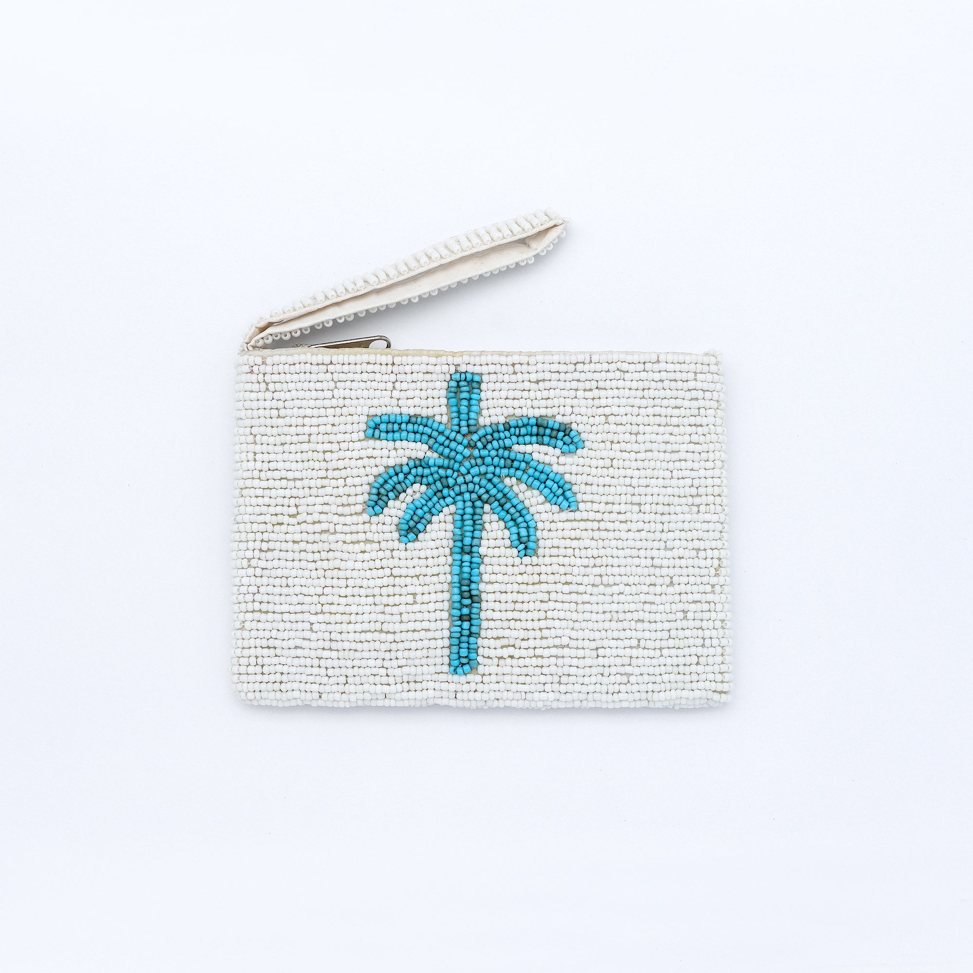Palm Tree Beaded Pouch