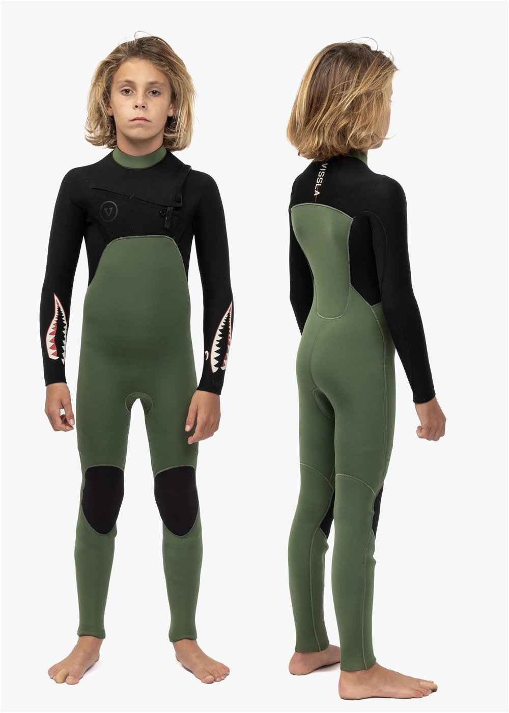 Vissla 7 Seas boys 3-2 full chest zip wetsuit