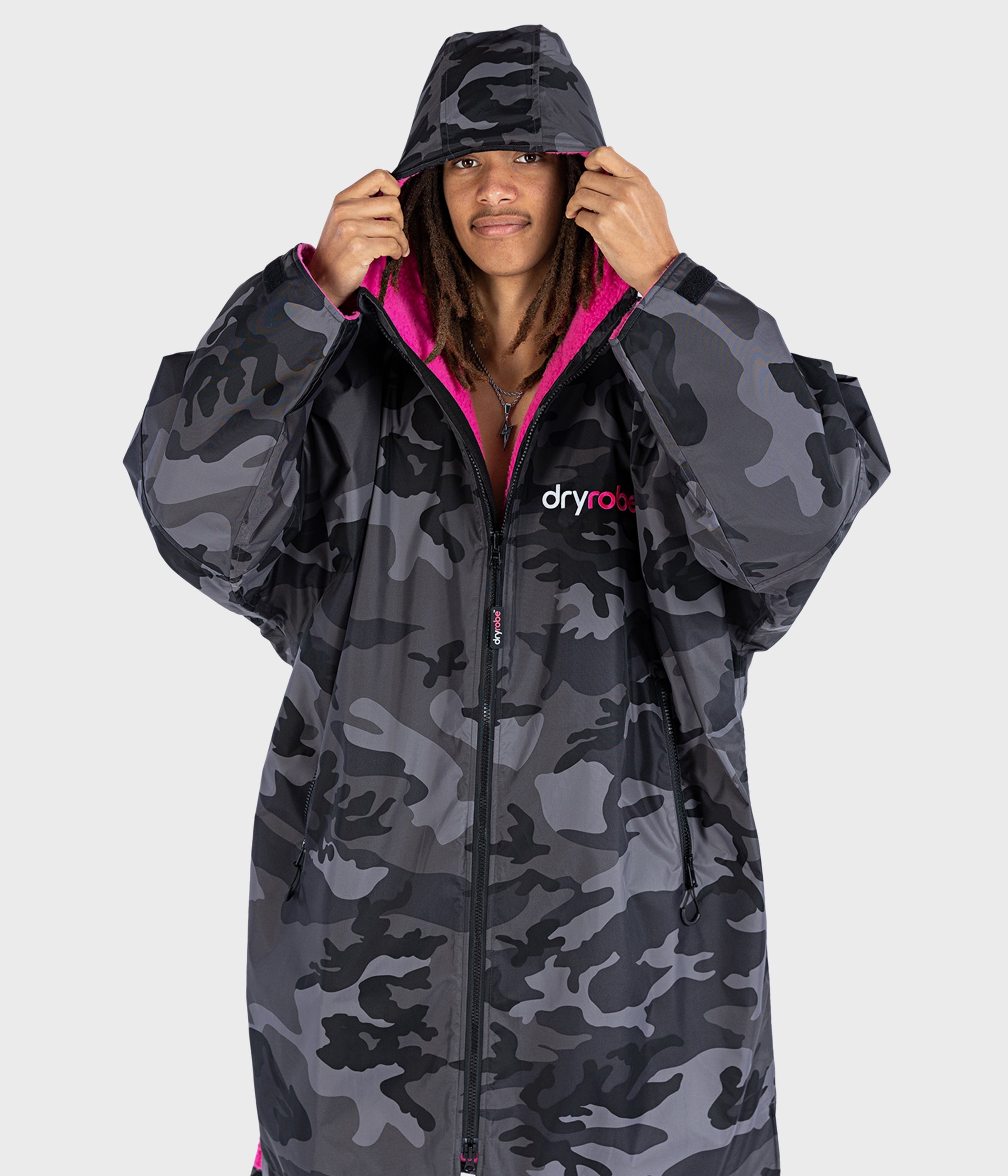Dryrobe Advanced Long Sleeve - Black Camo Pink