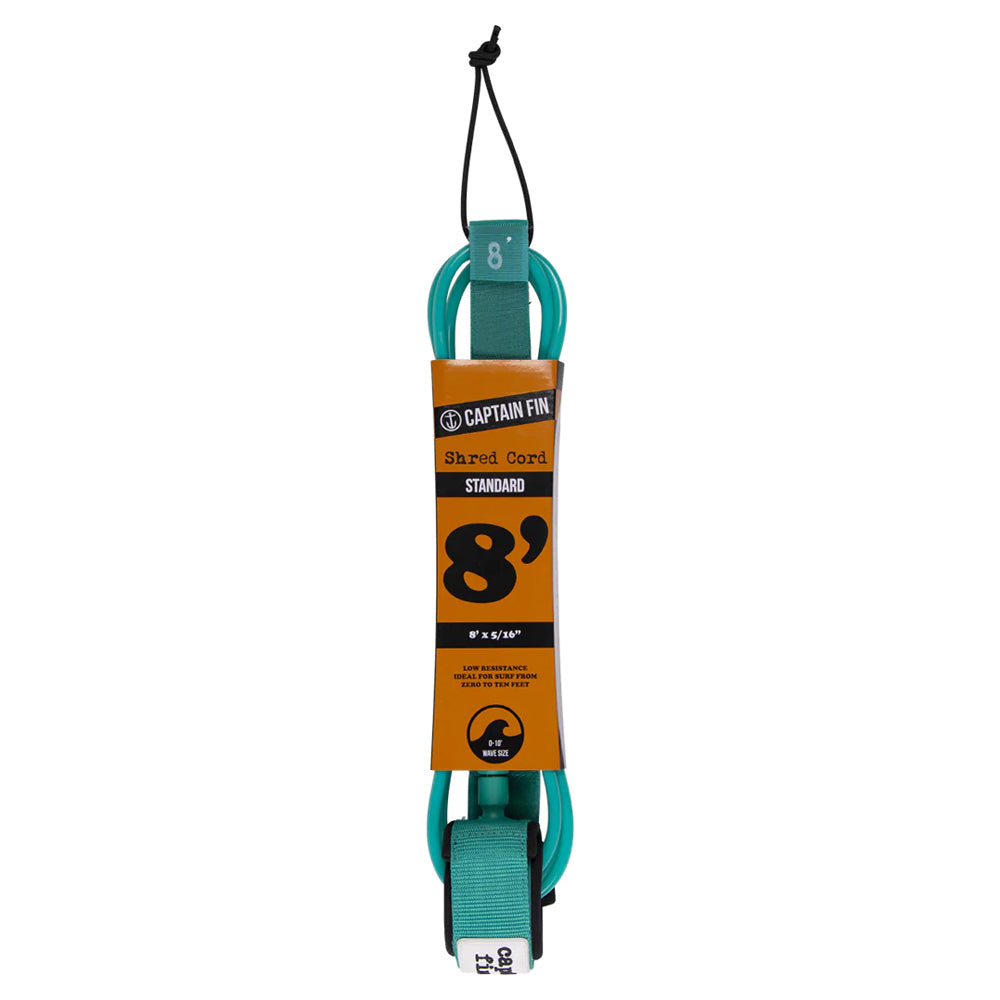 Captain Fin Co. Shred Cord - 8' Standard - Teal Surfboard Leash