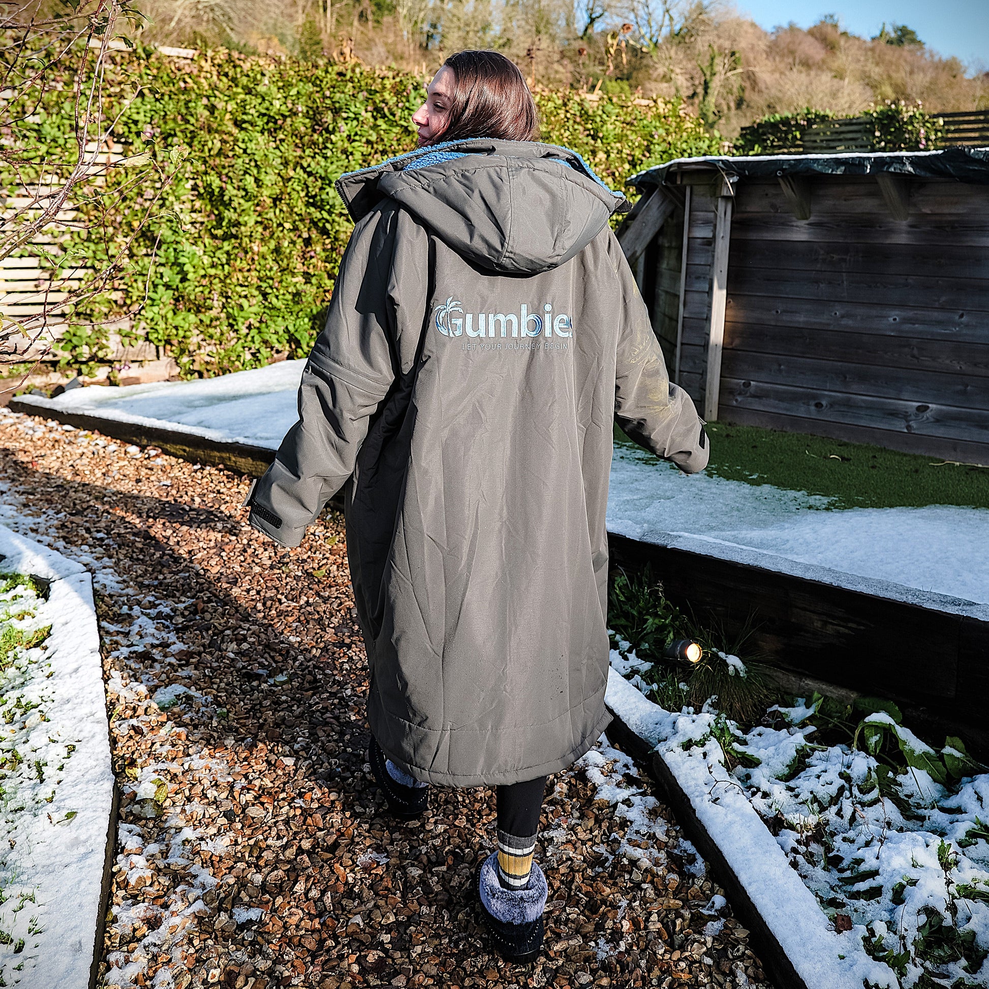 Gumbies Changing Robe (S-CAPE) - Charcoal & Blue