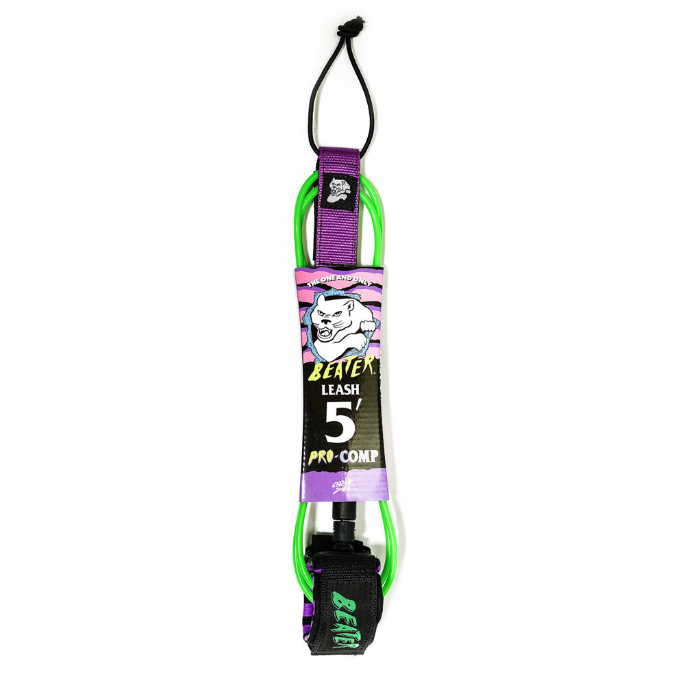 Catch Surf - Beater 5' Pro Comp Leash - Green & Purple