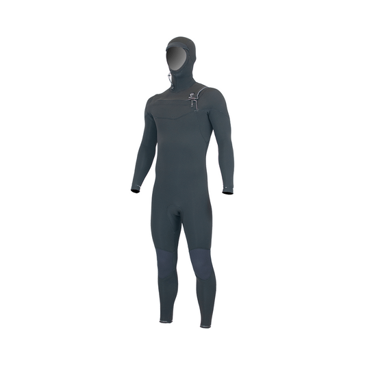 Alder EVO FIRE Mens 6mm / 4mm Chest Zip Hooded - Winter Wetsuit.  Black (Black / Black)