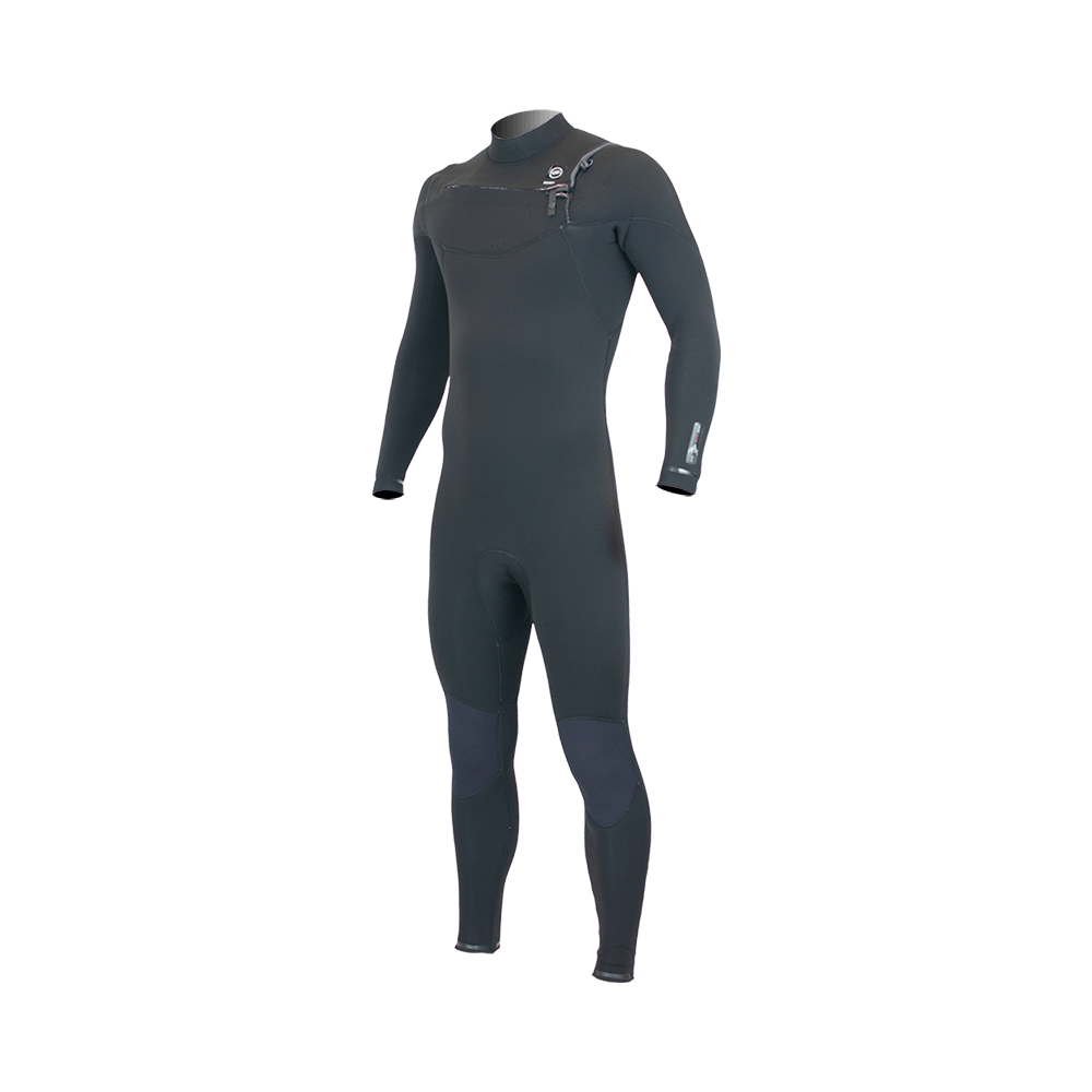 Alder EVO FIRE Mens 5mm / 4mm Chest Zip - Winter Wetsuit. Black ( Black / Black )