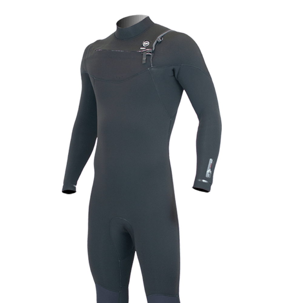 Alder EVO FIRE Mens 5mm / 4mm Chest Zip - Winter Wetsuit. Black ( Black / Black )