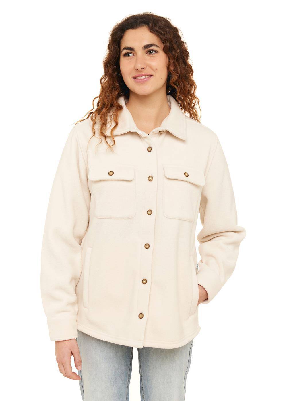 Sisstr Michelle Eco-Zy Shirt in sea salt, front view with chest pockets.