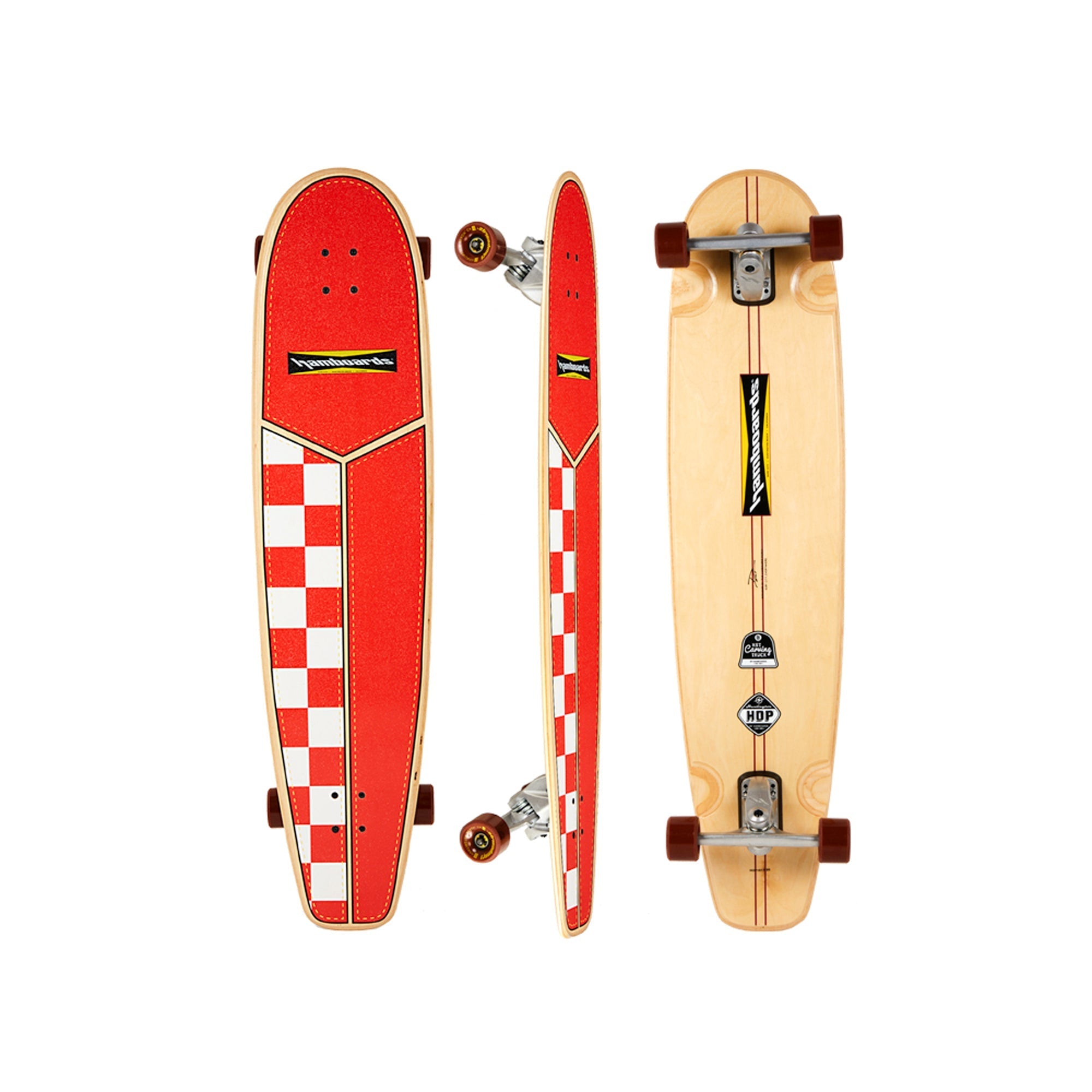45" The Huntington Hop - Orange/White Checkers - Hamboards UK