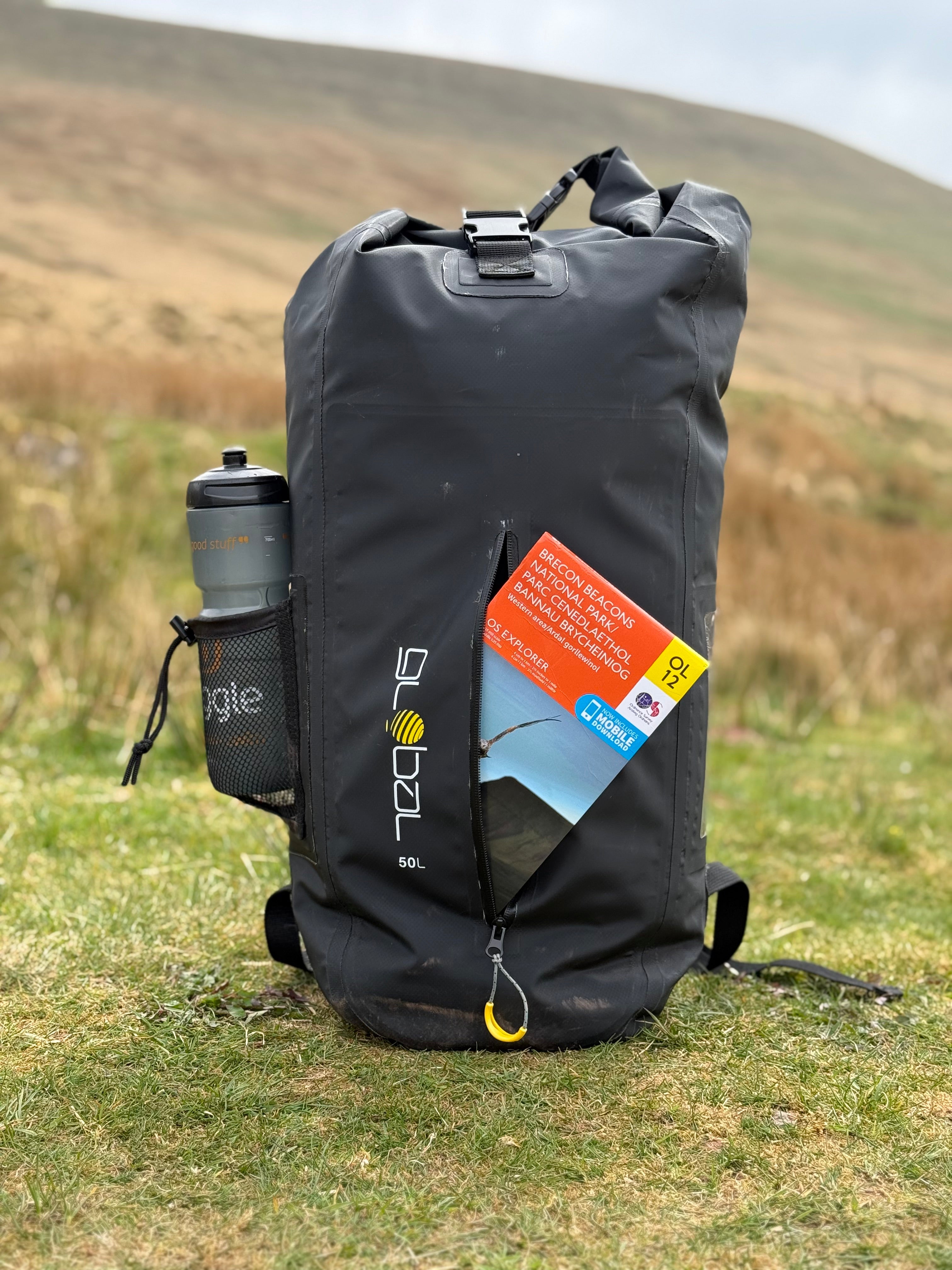 50ltr Global Dry Bag - TECH SERIES Back Pack with reinforced adjustable straps.