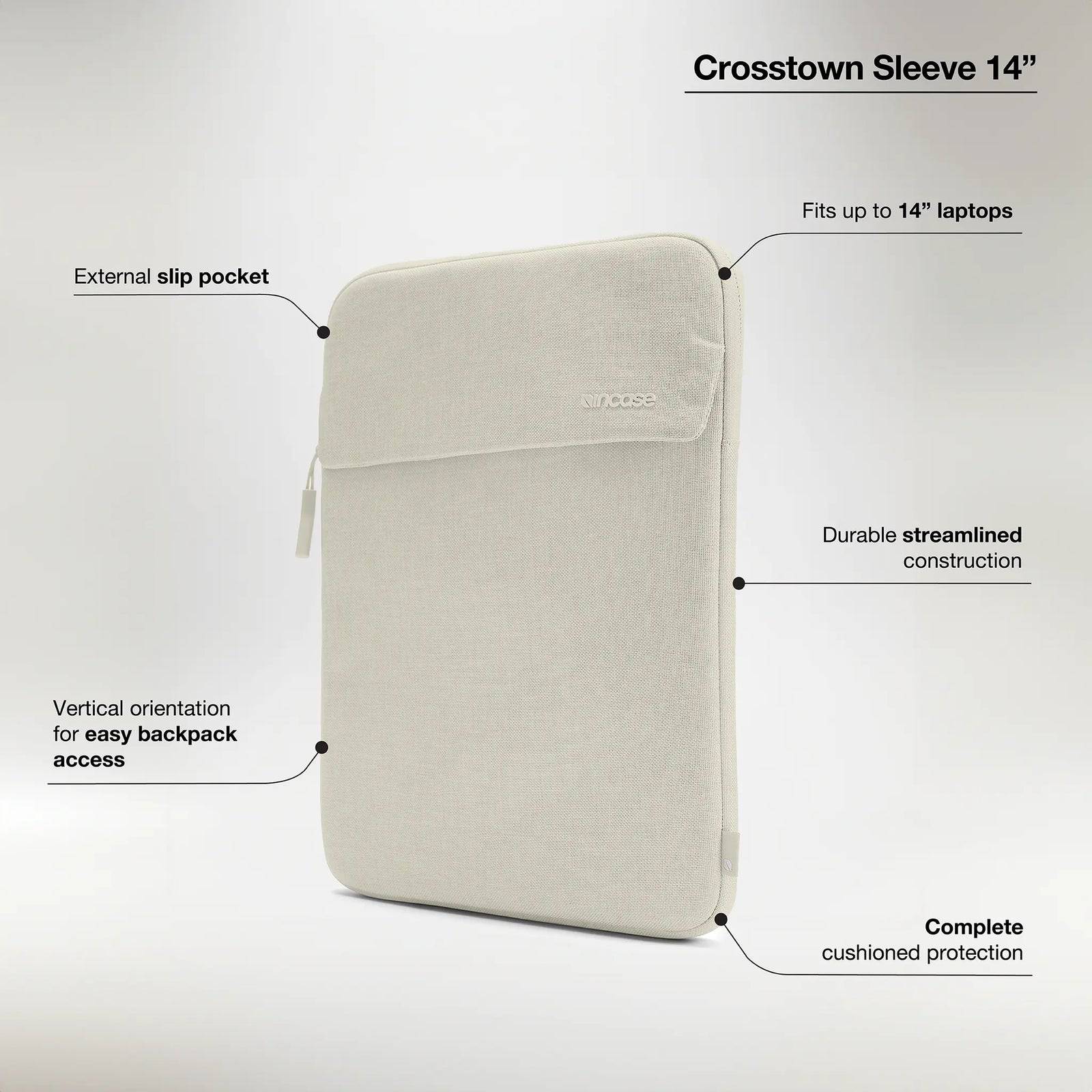INCASE Crosstown Sleeve with Woolenex for 14-inch Laptop - Limestone