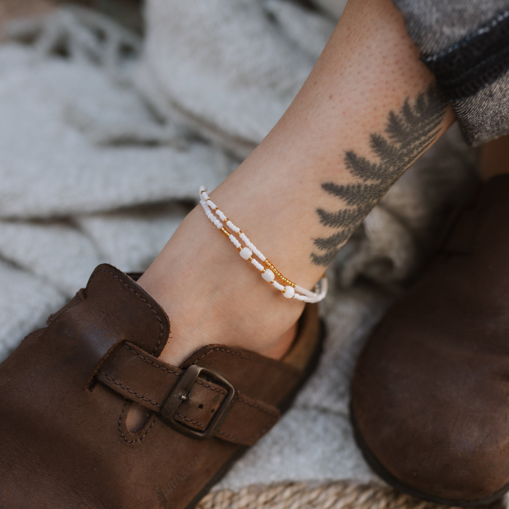 Pasir Mother of Pearl Beaded Anklet