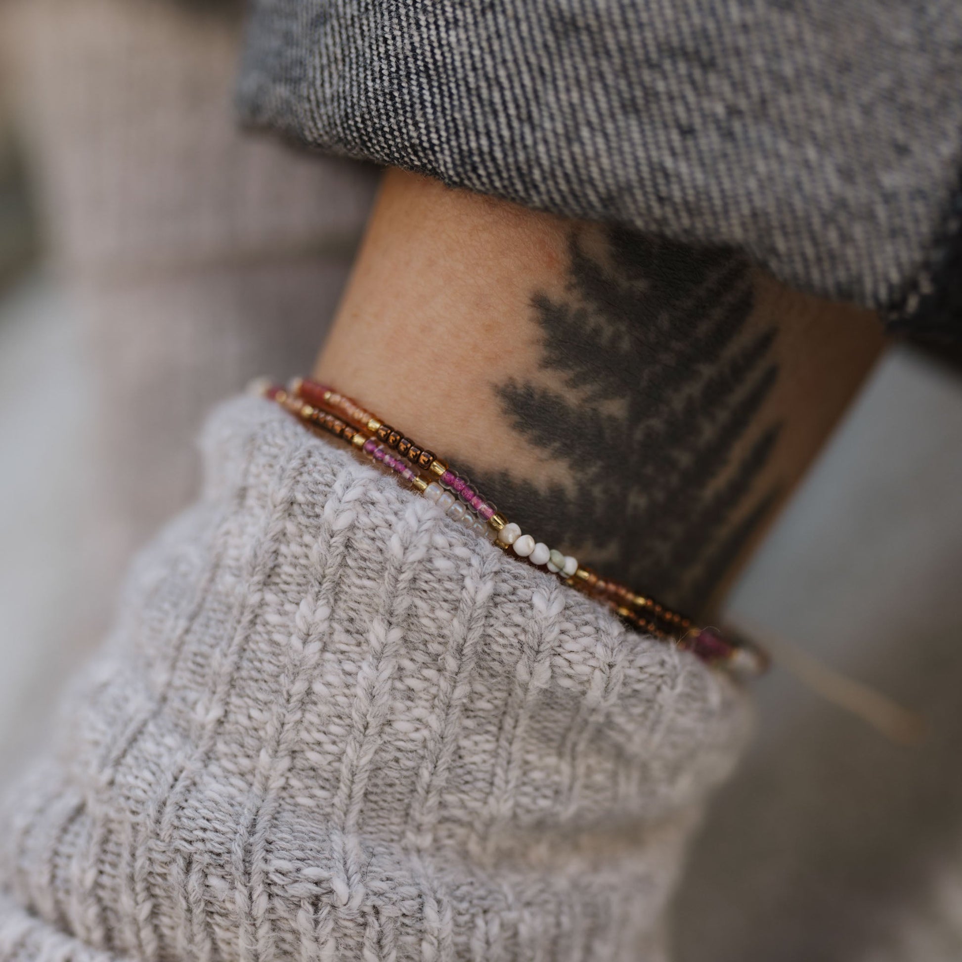 Berkilau Warm Tone Beaded Anklet