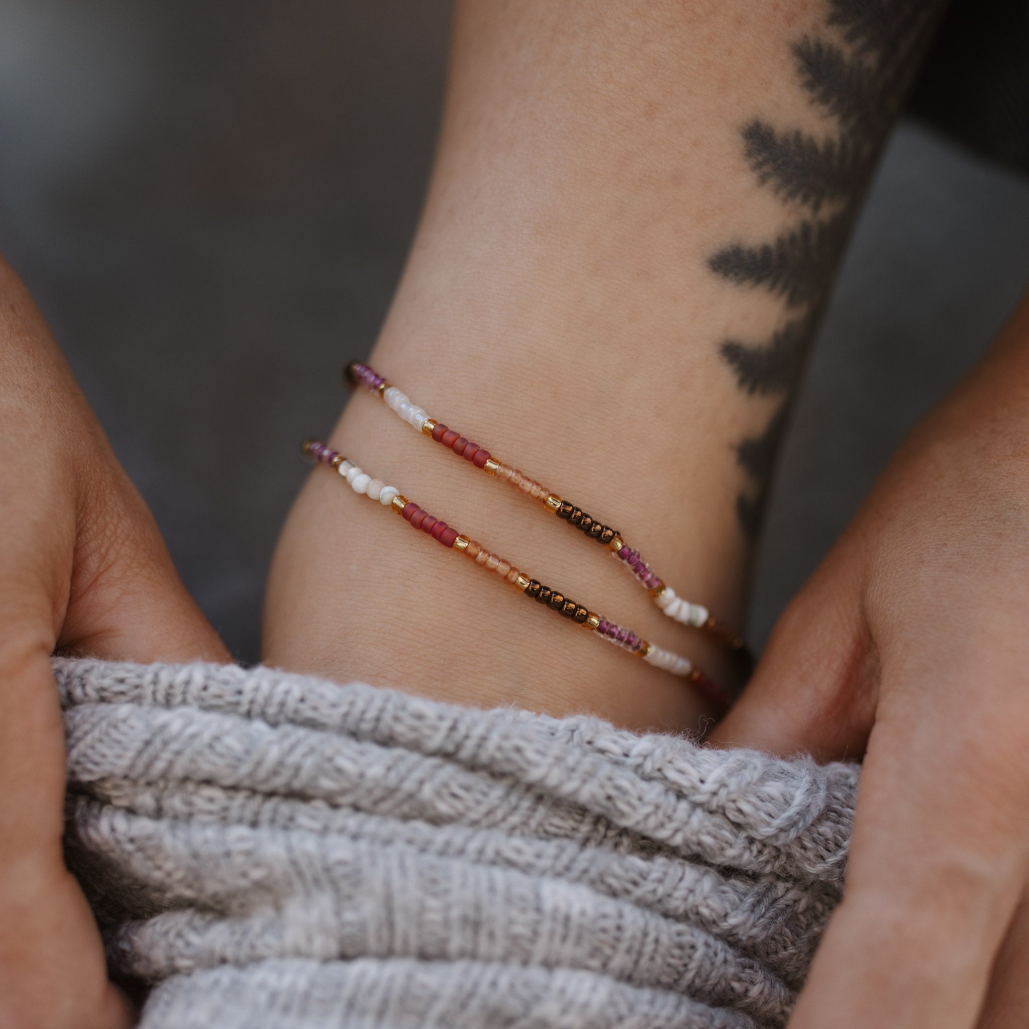 Berkilau Warm Tone Beaded Anklet