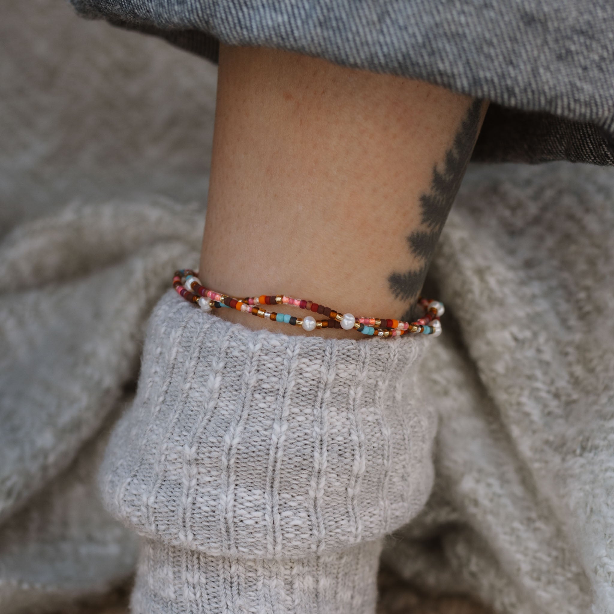 Merah Dainty Beaded Anklet