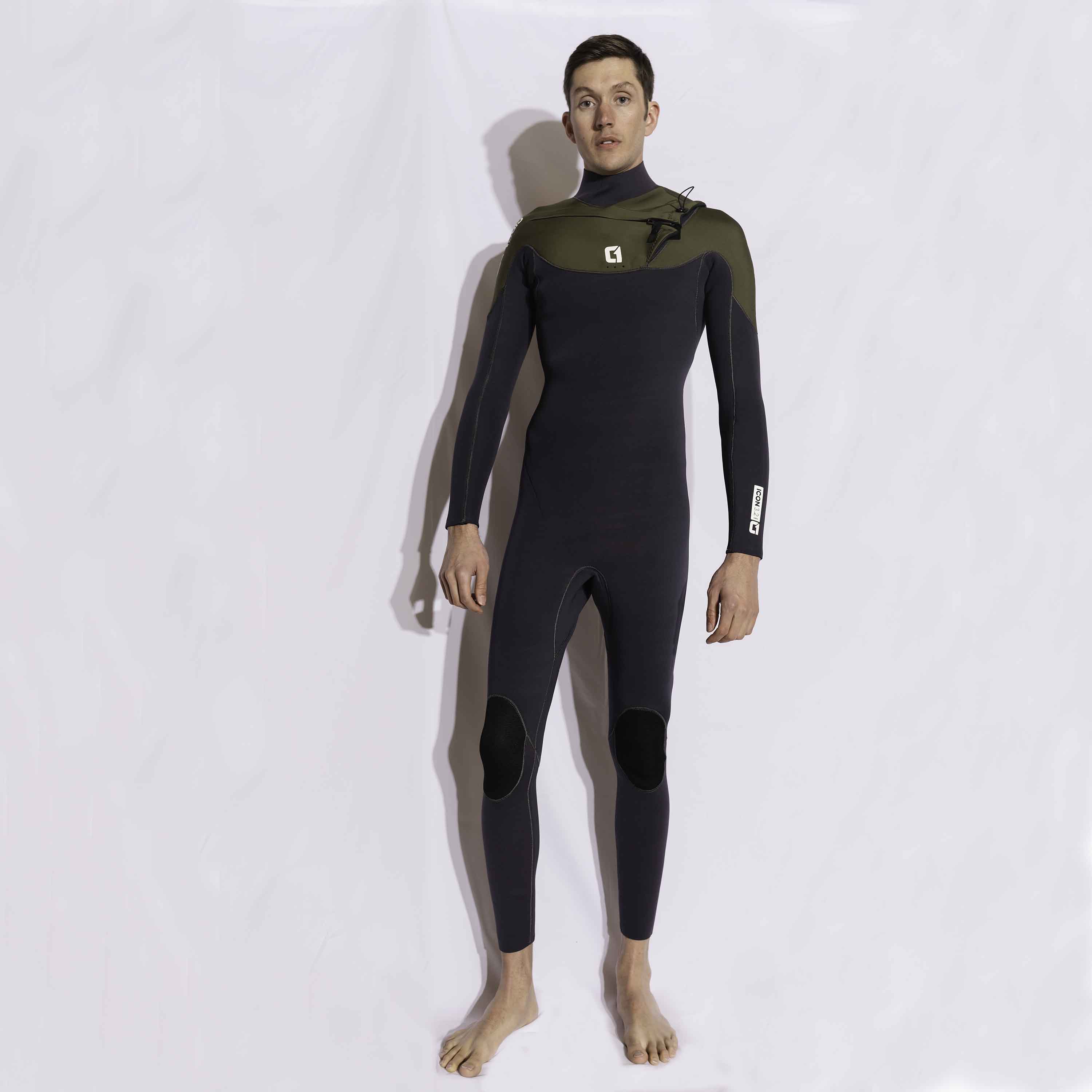 Mens 3/2mm Summer Wetsuit ICON GBS Chest Zip