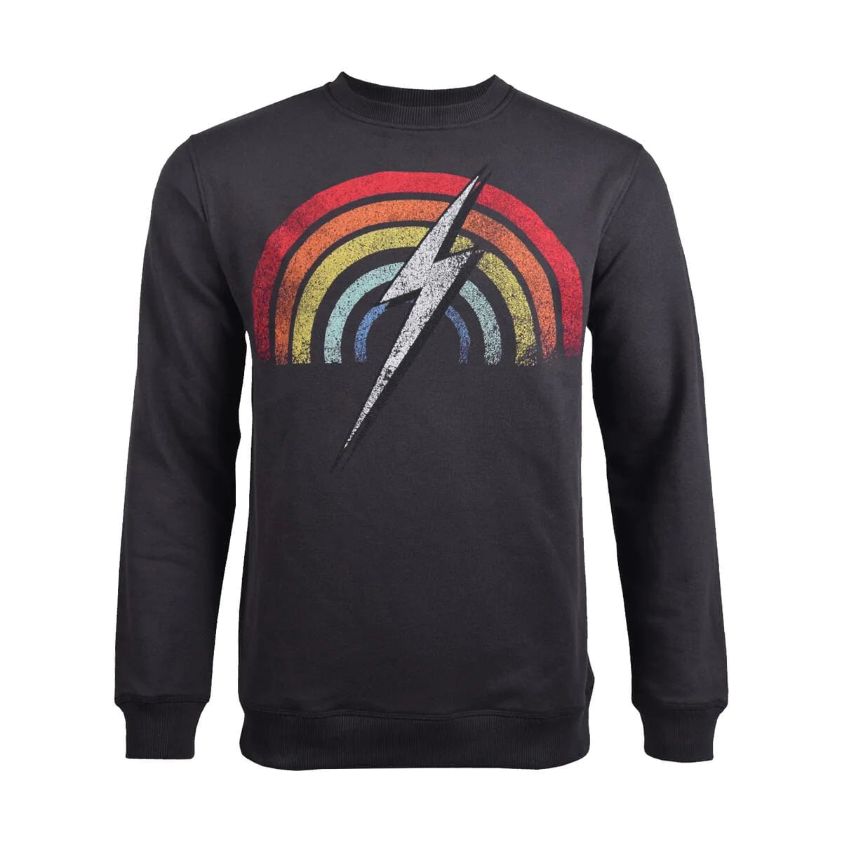 lightning bolt crew neck jumper-rainbow grey