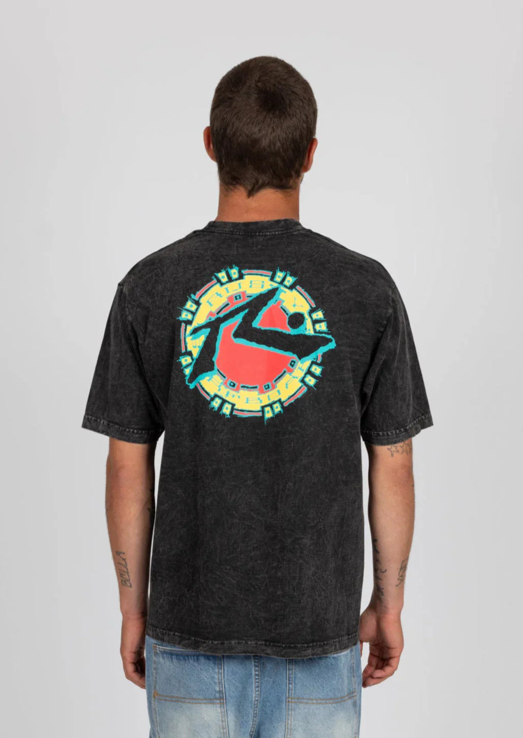 Rusty Stamped short sleeve tee Black acid wash