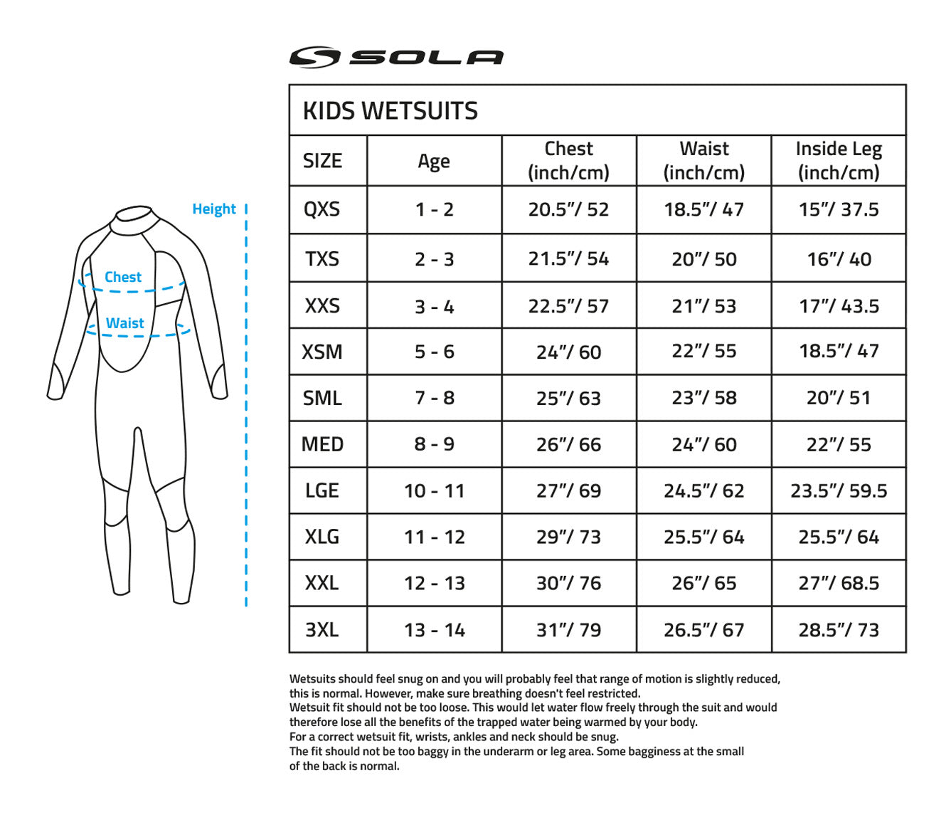 Sola Phoenix kids 4/3mm wetsuit Back Zip