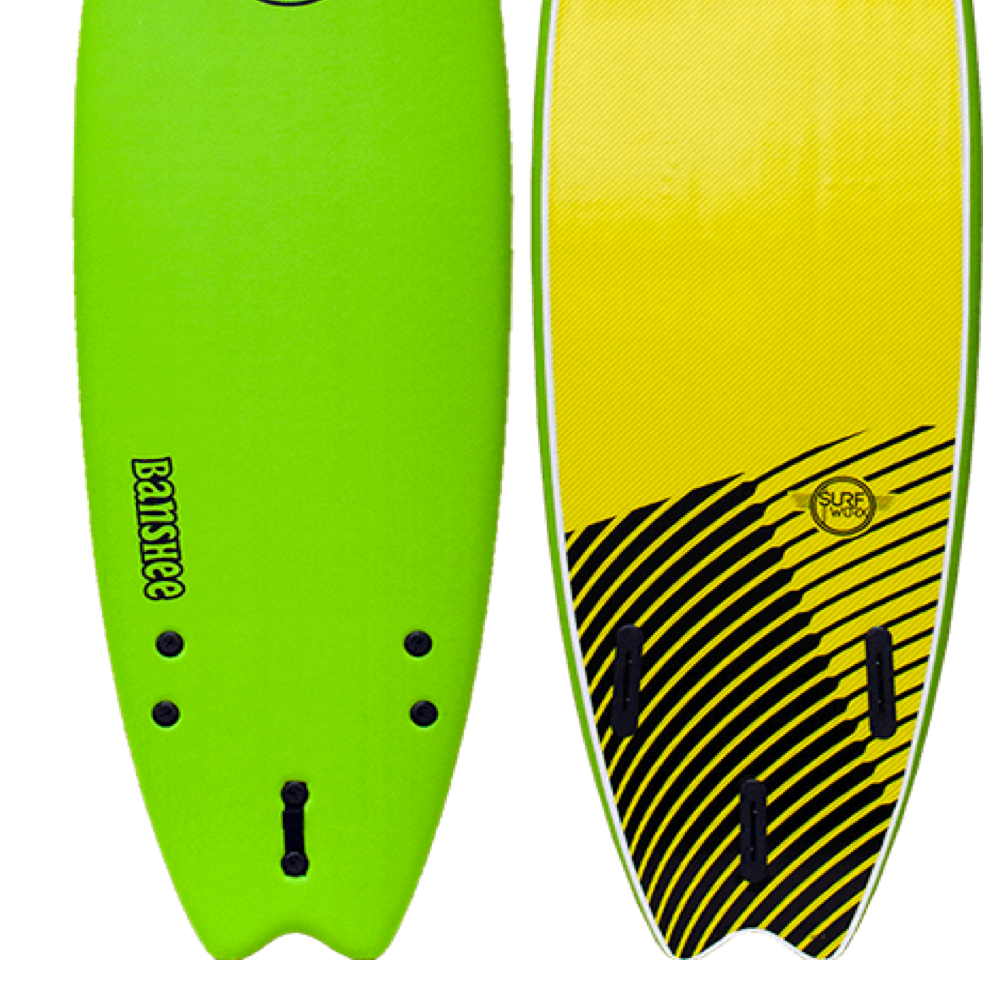 Surfworx Foamie - Banshee Swallow Tail / Hybrid Soft board - Apple Green - 6'6"