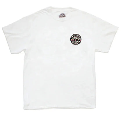 Sexwax Blue Yellow Pink Word Fade Tee White