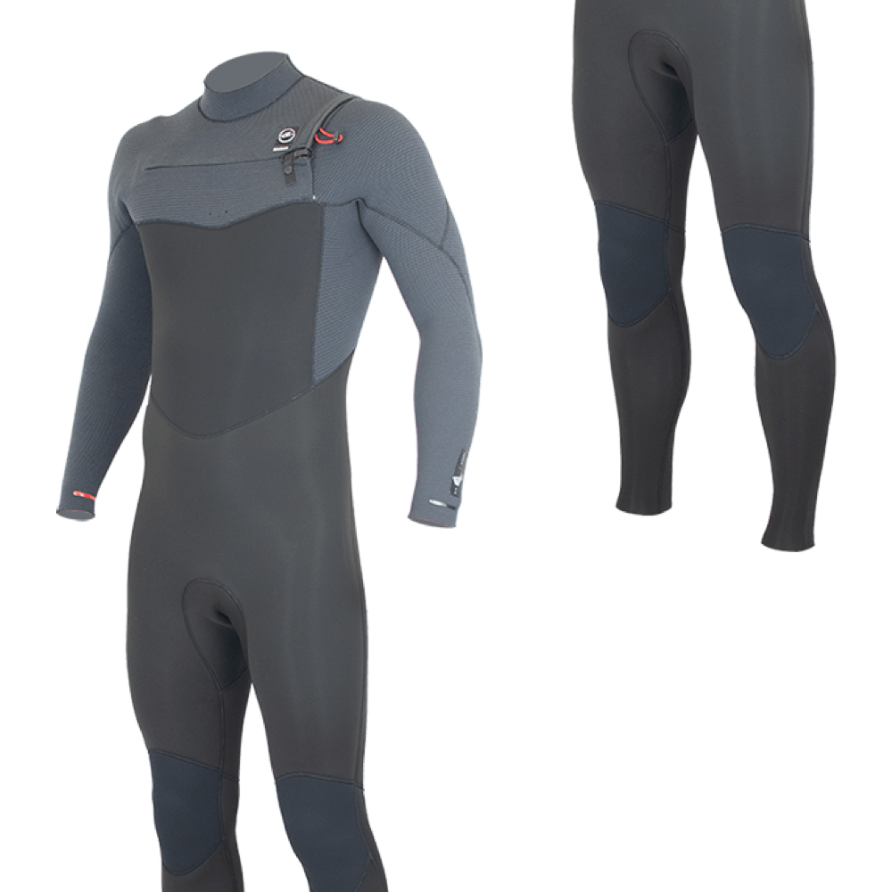 Alder TORCH FX Mens 5mm / 4mm Chest Zip - Winter Wetsuit. Black (Grey / Black)