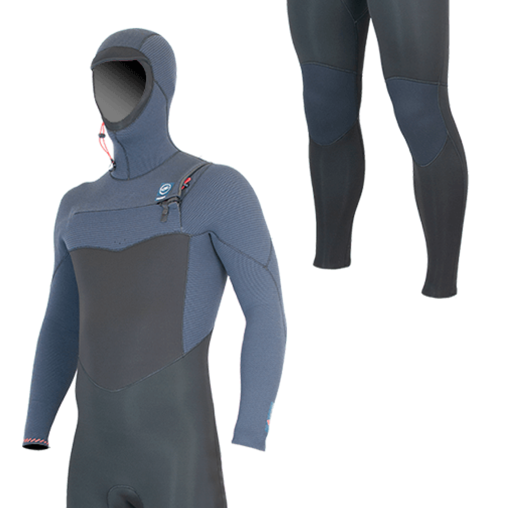 Alder TORCH FX Mens 5mm / 4mm Chest Zip Hooded - Winter Wetsuit. Blue / Black