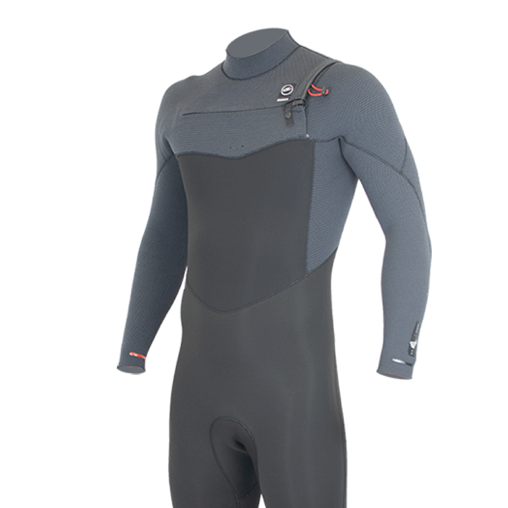 Alder Torch FX Mens 4mm / 3mm Chest Zip Winter Wetsuit. Black (Grey / Black)