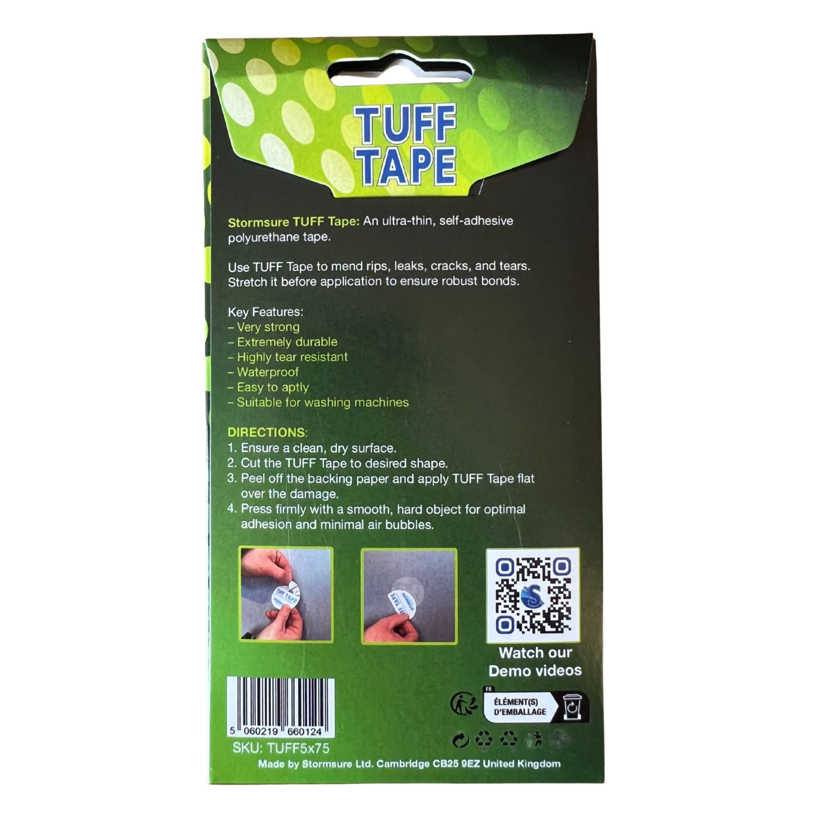 Stormsure TUFF TAPE Instant Waterproof Adhesive Repair Patches 75mm Circular - 5 pack
