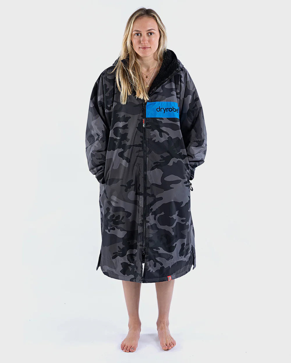 DRYROBE - Block colour Advanced Long Sleeve - Black Camo/black blue