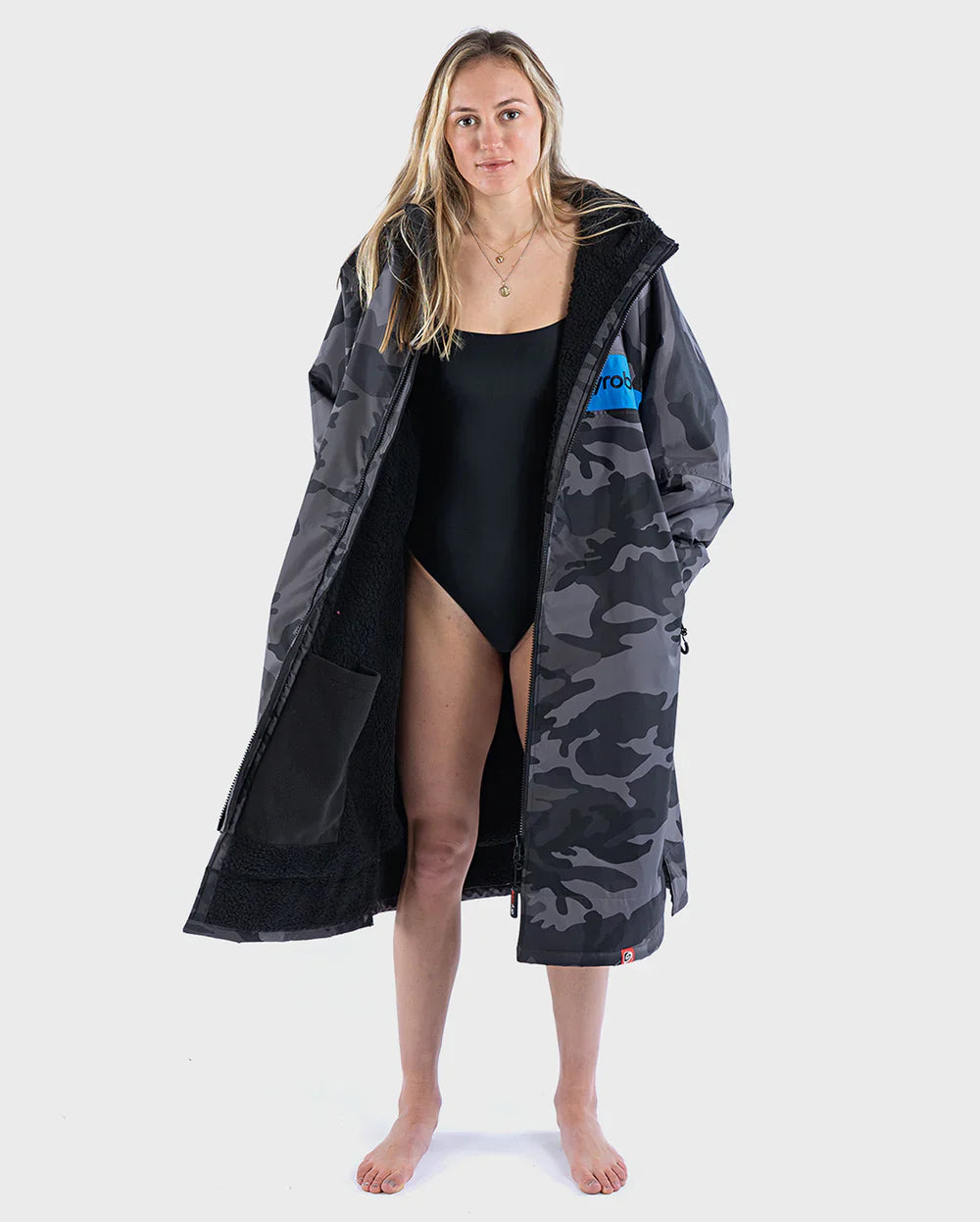 DRYROBE - Block colour Advanced Long Sleeve - Black Camo/black blue