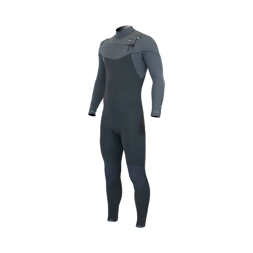 Alder EVO FIRE Mens 5mm / 4mm Chest Zip - Winter Wetsuit. Jet ( Grey / Black )