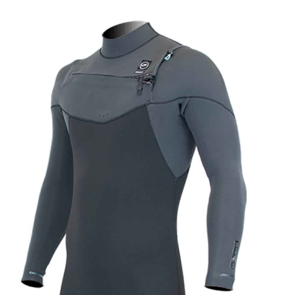 Alder EVO FIRE Mens 5mm / 4mm Chest Zip - Winter Wetsuit. Jet ( Grey / Black )