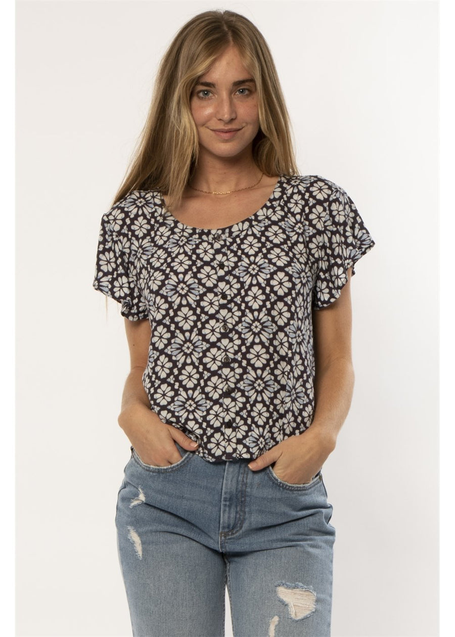 Sisstrevolution Electric Love SS Woven Top