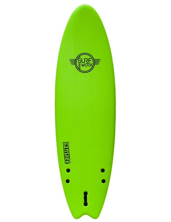 Surfworx Banshee Hybrid Soft Surfboard 6ft 6 - Apple Green