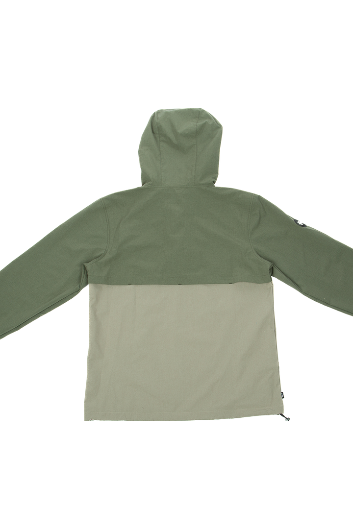 Tiki Barn Jacket In Olive Green & Stone