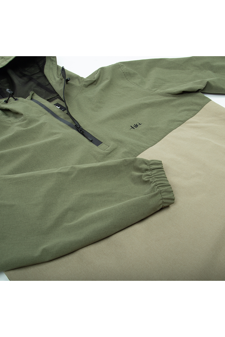 Tiki Barn Jacket In Olive Green & Stone