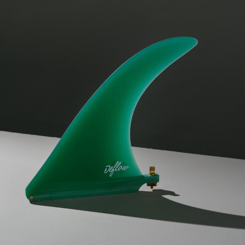 Deflow CREAM 7.5-inch green single fin for longboards, sleek design.