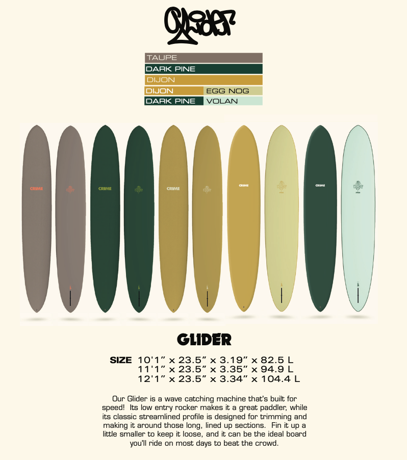 CRIME Surfboards - Glider 10'1" - Dark Pine / Volan